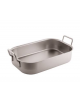 Tegame rettangolare pesante in acciaio inox per forno, 2 maniglie - dimensioni cm 40x26x9h