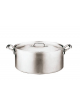 Casseruola ovale con coperchio in alluminio, 2 maniglie tubolari inox 18/10 -  Ø cm 36 -  h cm 14,5 - Litri 10