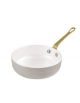 Padella in alluminio con rivestimento antiaderente e manicatura in ottone. - Ø cm 12 - h cm 4