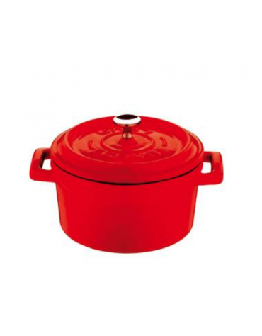 Casseruola in ghisa con manicatura ghisa e inox - colore rosso - Ø cm 10 -  Litri 0,35 - 1 pozione di 1,5 Kg.