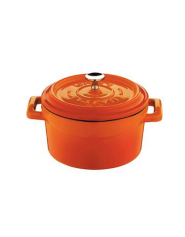 Casseruola in ghisa con manicatura ghisa e inox - colore rosso - Ø cm 10 -  Litri 0,35 - 1 pozione di 1,5 Kg.