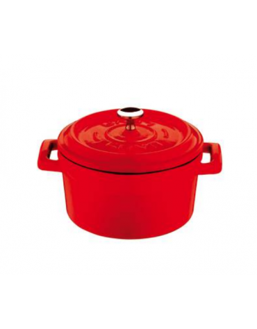 Casseruola in ghisa con manicatura ghisa e inox - colore rosso - Ø cm 10 -  Litri 0,35 - 1 pozione di 1,5 Kg.