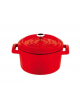 Casseruola tonda in ghisa con manicatura ghisa e inox - colore rosso - Ø cm 12 -  Litri 0,55 - 1 pozione di 1,54 Kg.