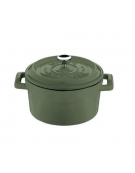 Casseruola tonda in ghisa con manicatura ghisa e inox - colore verde - Ø cm 12 -  Litri 0,55 - 1 pozione di 1,54 Kg.