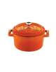Casseruola tonda in ghisa con manicatura ghisa e inox - colore arancione - Ø cm 12 -  Litri 0,55 - 1 pozione di 1,54 Kg.