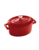 Casseruola ovale in ghisa con manicatura ghisa e inox - colore rosso - cm 12x9x6h -  Litri 0,42 - 1 pozione di 1,45 Kg.