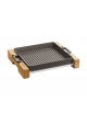 Padella grill in ghisa, 2 maniglie con supporto a servire in legno di faggio - cm 26x32 - 2,75 Litri - 6 pozioni di 5,17 Kg.