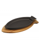 Piatto pesce in ghisa con supporto in legno di faggio - cm 14x24  - 1-2 pozioni di 1,81 Kg.