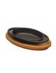 Piatto ovale in ghisa con supporto legno di faggio - cm 21x14x2,5h - 1-2 pozioni di 1,58 Kg.