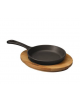 Padella tonda in ghisa con supporto in legno - Ø cm 16 - 1-2 pozioni di 1,27 Kg. - litri 0,45