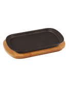 Piatto in ghisa servire con supporto legno - cm 32x20 - 1-2 pozioni di 2,24 Kg.
