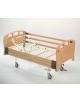 LETTO DEGENZA 2 SNODI CON SPONDE IN LEGNO - ALZASCHIENA CON MANOVELLA - 4 ruote girevoli