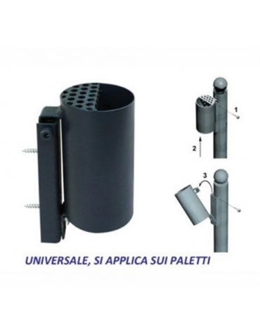Posacenere da esterno in acciaio zincato e verniciato - DA FISSARE SU PALETTI - dimensioni cm 11x8x20h