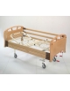 LETTO DEGENZA 4 SNODI CON SPONDE IN LEGNO - ALZASCHIENA E ALZAGAMBE CON MANOVELLA - 2 ruote fisse 2 girevoli