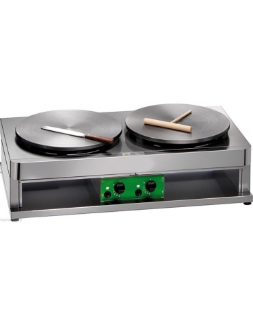 Crepiera a gas doppia diametro ø cm 40+40 - Dimensioni cm 90x48x27h