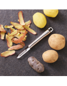 Pelapatate in acciaio inox 18/10 con manicatura in acciaio inox - lunghezza cm 19,5