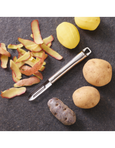 Pelapatate in acciaio inox 18/10 con manicatura in acciaio inox - lunghezza cm 19,5