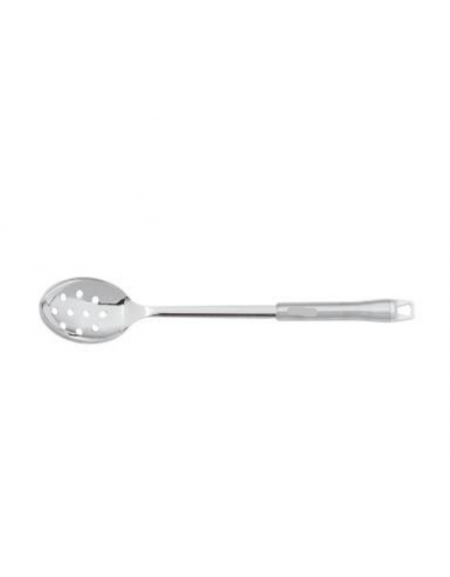 Cucchiaio forato in acciaio inox 18/10 con manicatura in acciaio inox - lunghezza cm 34,5