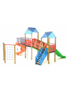 Mini villaggio con palestra, 2 torri e 2 scivoli di cui 1 elicoidale, 1 palestrina - cm 639x622x360h