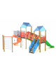 Mini villaggio con palestra, 2 torri e 2 scivoli di cui 1 elicoidale, 1 palestrina - cm 639x622x360h