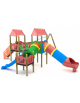 Medio villaggio con altalena, 2 torri e 2 scivoli di cui 1 a tunnel, 1 altalena - cm 646x803x360h