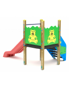 Mini torre con scivolo in polietilene rotazionale - pali in legno di pino nordico - cm 192x322x200h