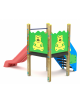 Mini torre con scivolo in polietilene rotazionale - pali in legno di pino nordico - cm 192x322x200h
