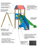 Torre con scivolo in polietilene rotazionale e tetto, 1 altalena - cm 588x483x360h