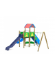 Doppia torre con 2 scivoli in polietilene rotazionale e altalena - cm 626x652x360h