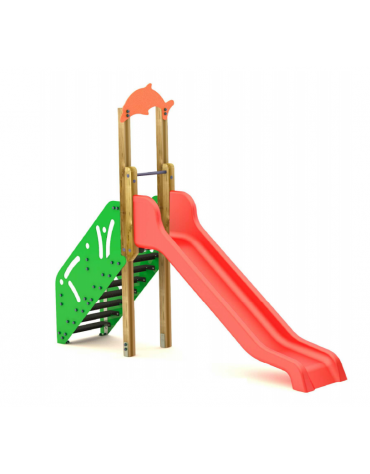 Scivolo Sali&scendi con pali in legno pino nordico, scivolo in polietilene - piattaforma h cm 120 - cm 329x74x296h