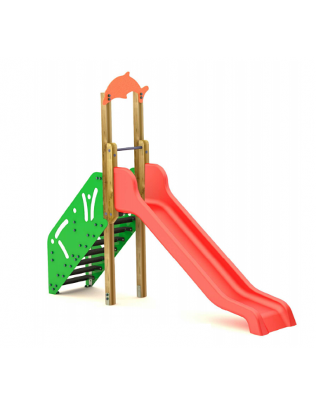 Scivolo Sali&scendi con pali in legno pino nordico, scivolo in polietilene - piattaforma h cm 120 - cm 329x74x296h