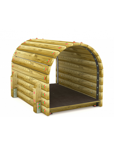 Tunnel con listoni di legno di pino nordico massello con 4 pali di sostegno in pino nordico - cm 115x150x102h