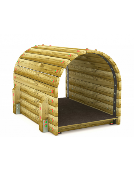 Tunnel con listoni di legno di pino nordico massello con 4 pali di sostegno in pino nordico - cm 115x150x102h