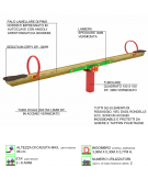 Bilico con seggiolini 2 posti con trave in lamellare di pino nordico - cm 306x30x77h