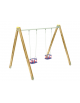 Altalena strutture in legno con 2 seggiolini a cestello - cm 376x227x255h