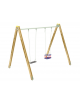 Altalena struttura in legno con 1 seggiolino a cestello e 1 a tavoletta - cm 376x227x255h