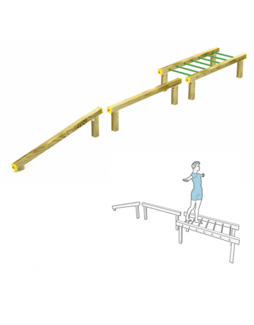 Attrezzatura da parco per camminamenti in equilibrio - pali in legno di pino nordico - cm 626x66x51h