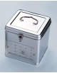 CESTELLO RETTANGOLARE INOX CON COPERCHIO PER STERILIZZAZIONE ORIZZONTALE A VAPORE O A SECCO  - CM 25x19x12H