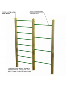Doppia spalliera per esercizi ginnici in legno di pino nordico e tubi in acciaio - cm 209x9x252h