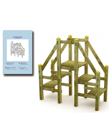 Struttura a sali scendi con pali in legno lamellare con protezione in plastica - cm 209x89x212h
