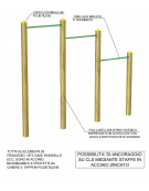 Attrezzo per sollevamento sulle braccia per esercizi ginnici con pali in legno pino nordico e tubi in acciaio - cm 309x9x252h