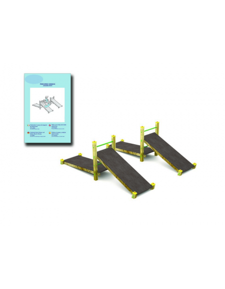 Attrezzo per flessione su panca inclinata con pali in legno lamellare e calotta in plastica - cm 365x306x132h
