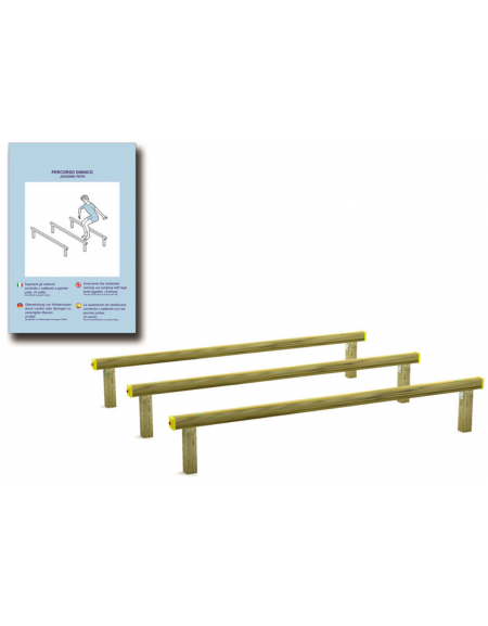 Ostacoli per esercizi ginnici con pali in legno di pino nordico - cm 302x230x49h
