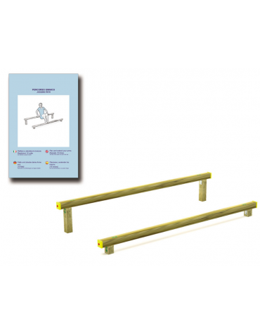 Asse per esercizi per bicipiti e tricipiti con pali in legno di pino nordico - cm 302x120x49h