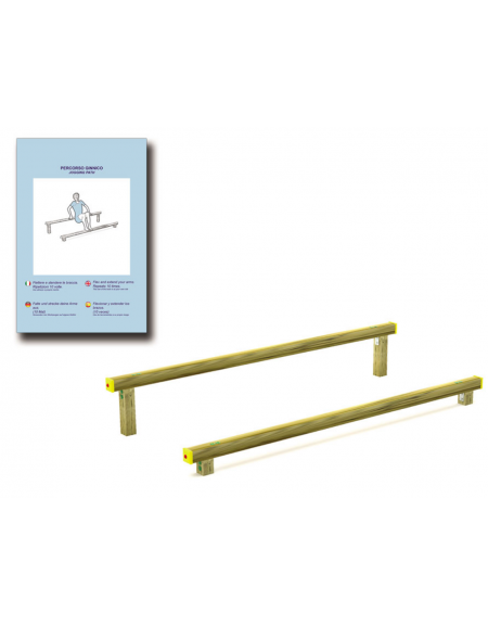 Asse per esercizi per bicipiti e tricipiti con pali in legno di pino nordico - cm 302x120x49h