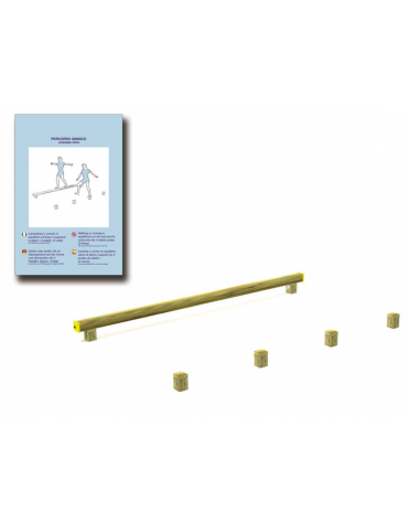 Attrezzatura di equilibrio e slalom con pali in legno di pino nordico - cm 305x170x22h