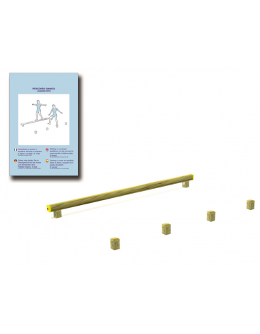 Attrezzatura di equilibrio e slalom con pali in legno lamellare e calotta in plastica - cm 305x170x22h