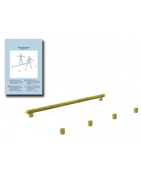 Attrezzatura di equilibrio e slalom con pali in legno di pino nordico - cm 305x170x22h