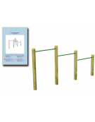 Barre trazioni per esercizi fitness con pali in legno di pino nordico e tubi in acciaio - cm 309x9x162h