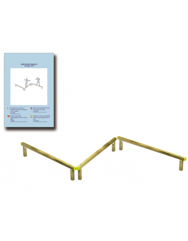 Tripla asse di equilibrio per esercizi ginnici con pali in legno di pino nordico - cm 490x330x49h